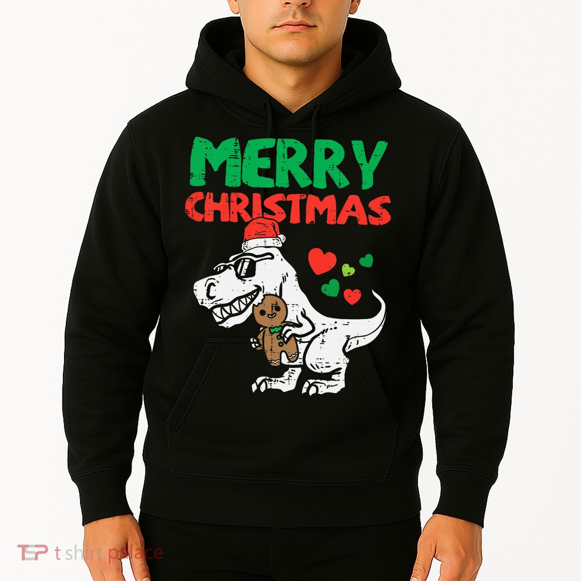 Merry Christmas Trex Dino Pajamas Hoodie