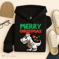 Merry Christmas Trex Dino Pajamas Hoodie thumb 4