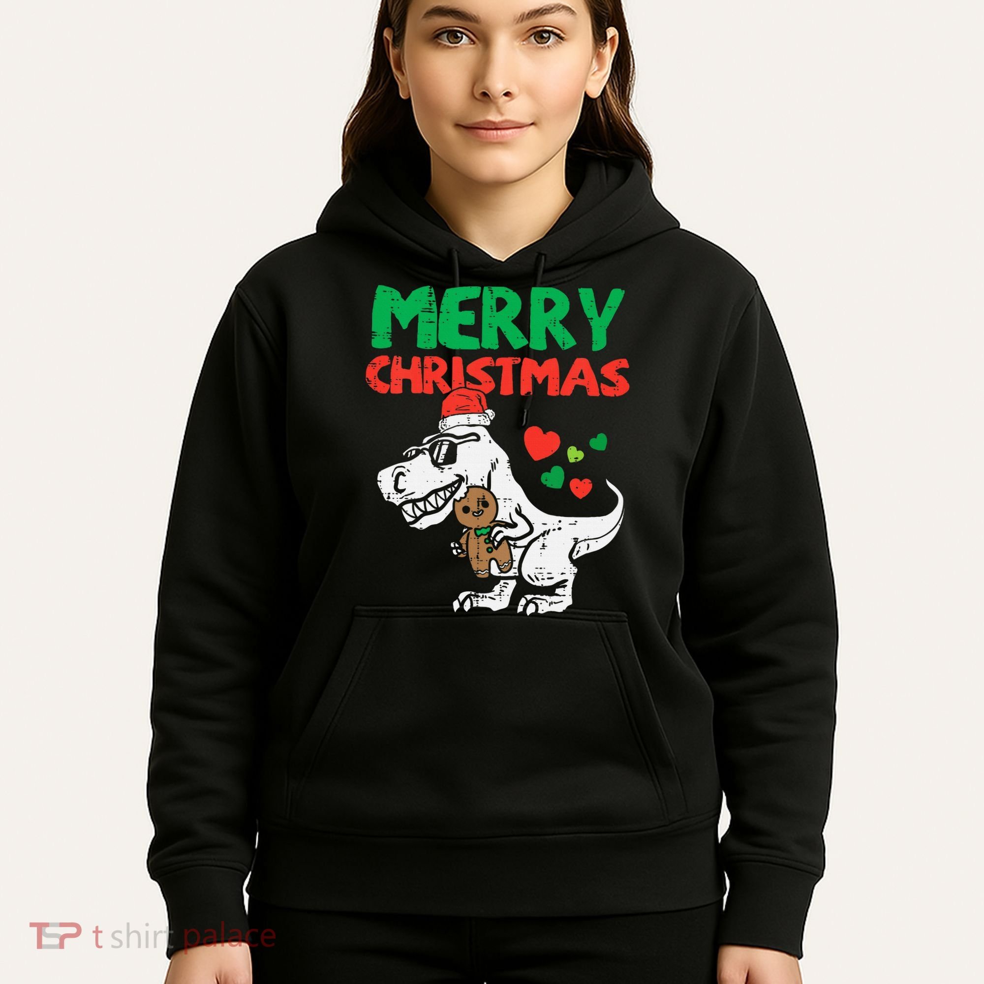 Merry Christmas Trex Dino Pajamas Hoodie