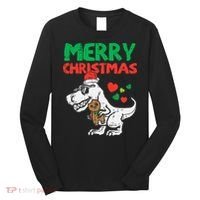 Merry Christmas Trex Dino Pajamas Long Sleeve Shirt thumb 0