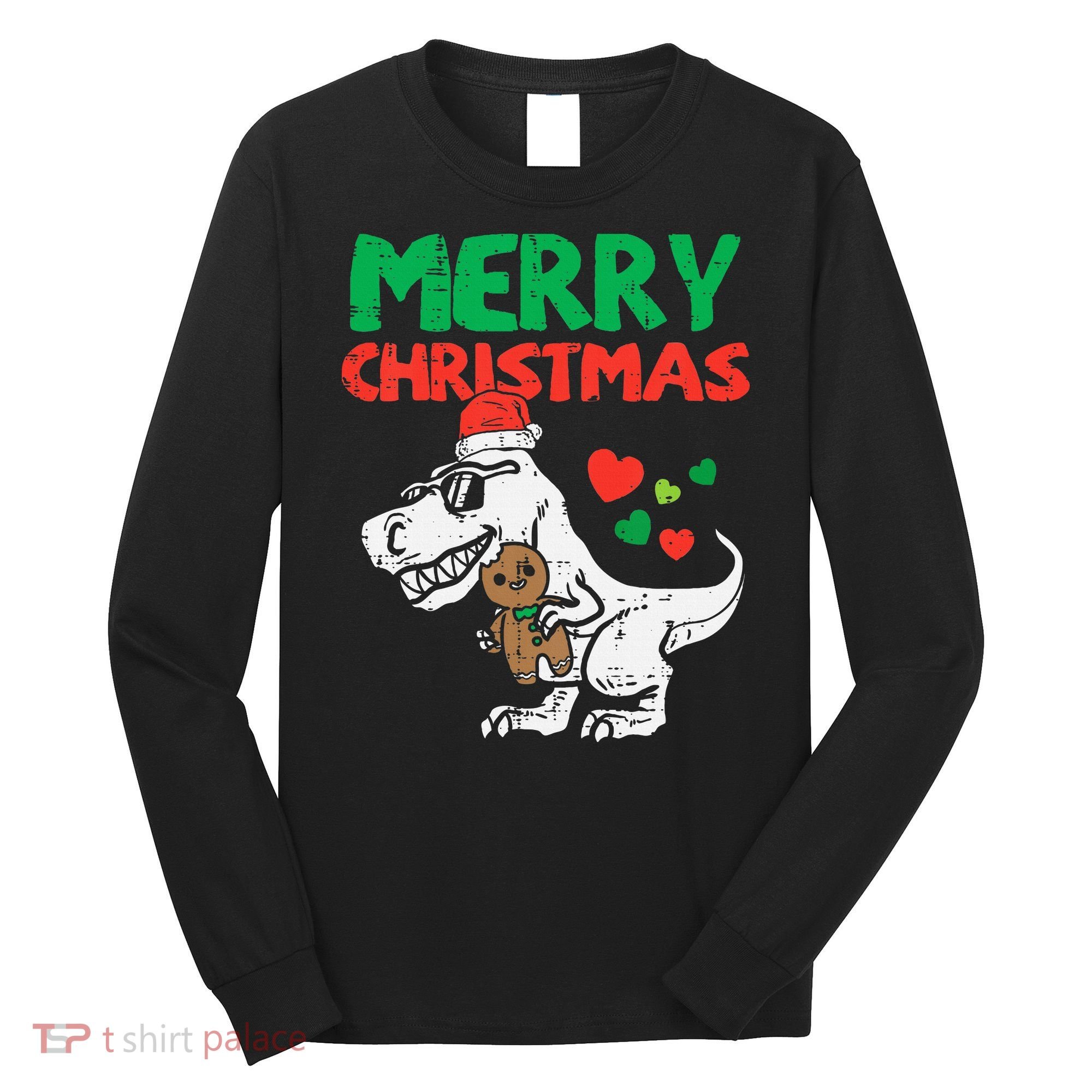 Merry Christmas Trex Dino Pajamas Long Sleeve Shirt