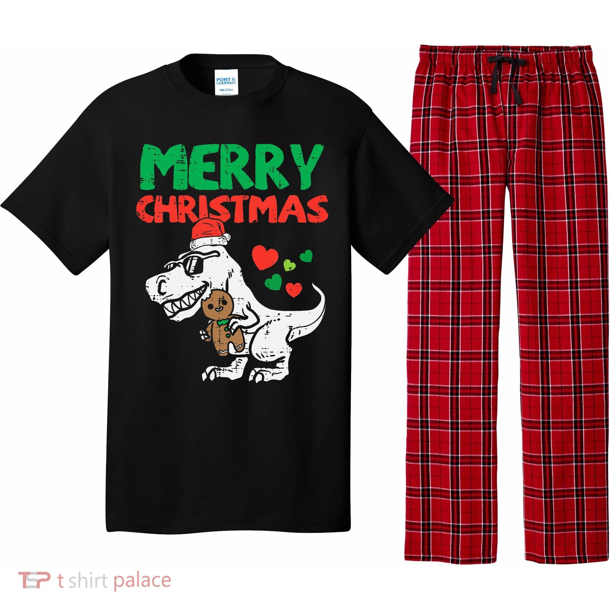 Merry Christmas Trex Dino Pajamas Pajama Set