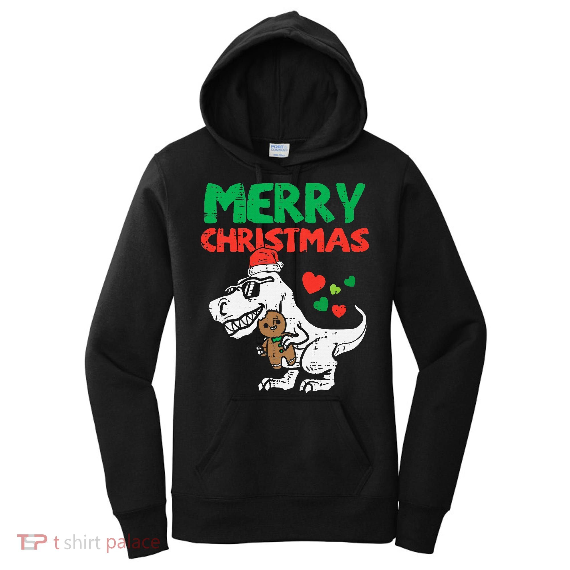Merry Christmas Trex Dino Pajamas Women's Hoodie