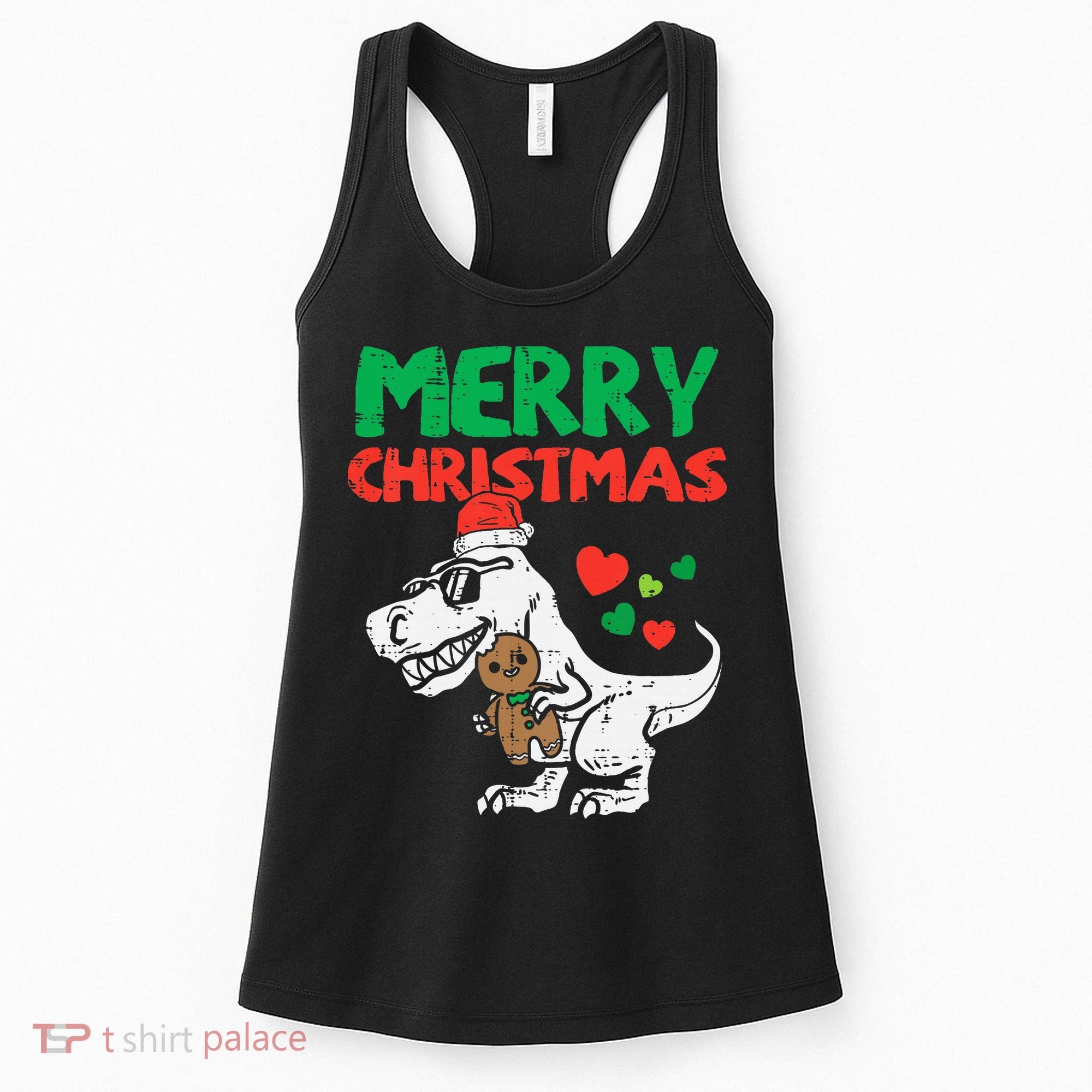 Merry Christmas Trex Dino Pajamas Women's Tank Top