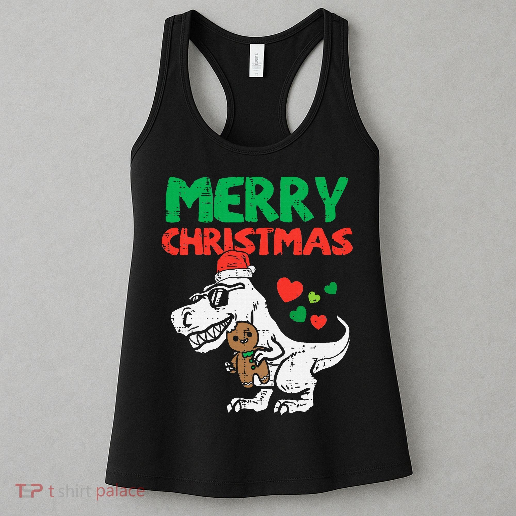 Merry Christmas Trex Dino Pajamas Women's Tank Top