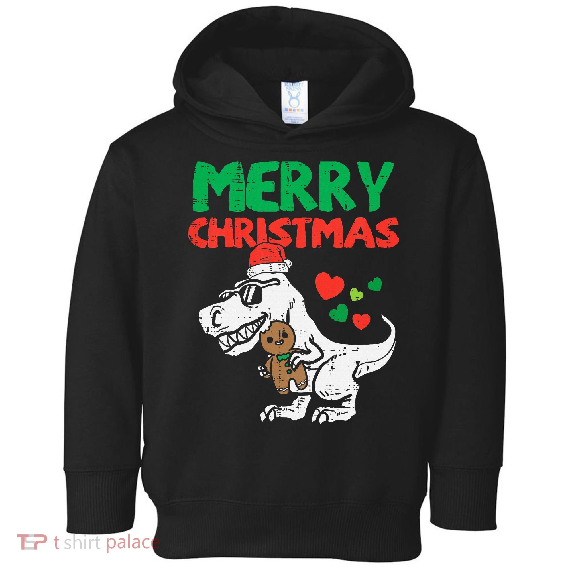 Merry Christmas Trex Dino Pajamas Toddler Hoodie