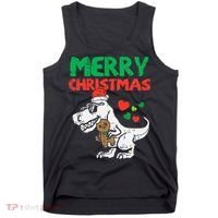 Merry Christmas Trex Dino Pajamas Tank Top thumb 0