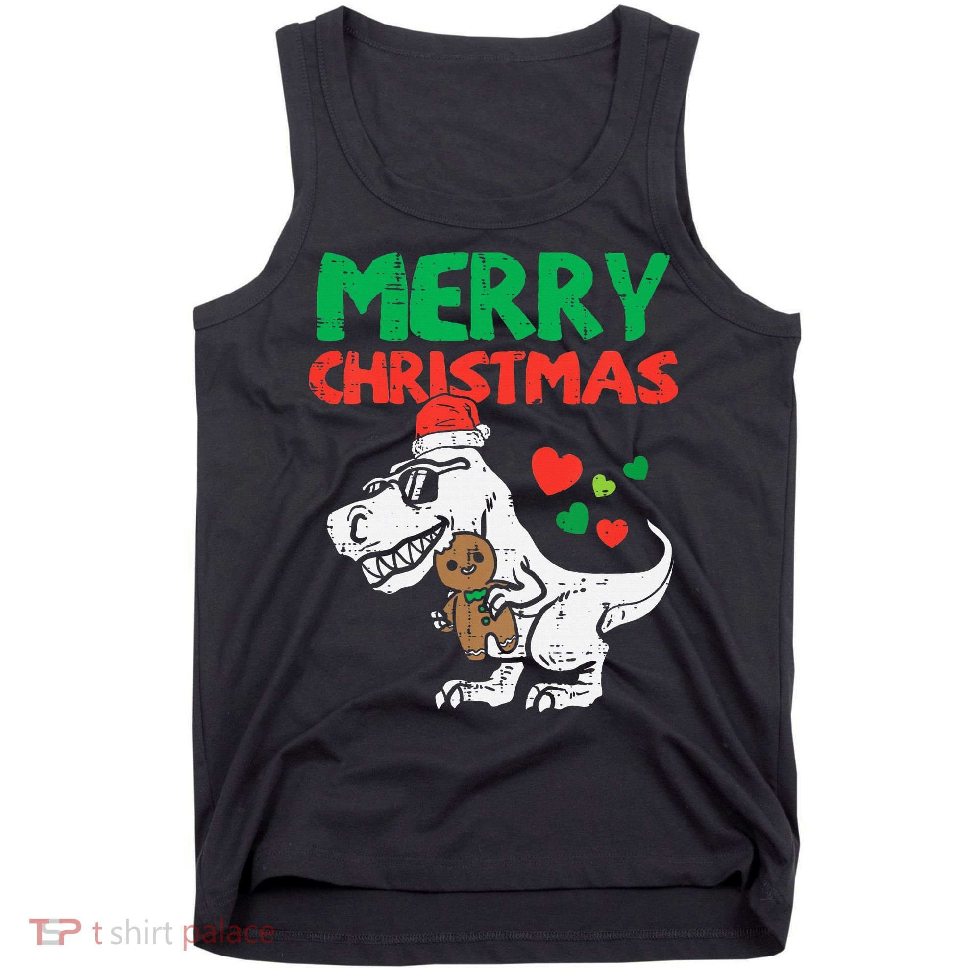 Merry Christmas Trex Dino Pajamas Tank Top