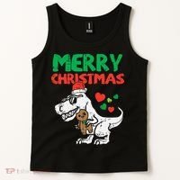 Merry Christmas Trex Dino Pajamas Tank Top thumb 2