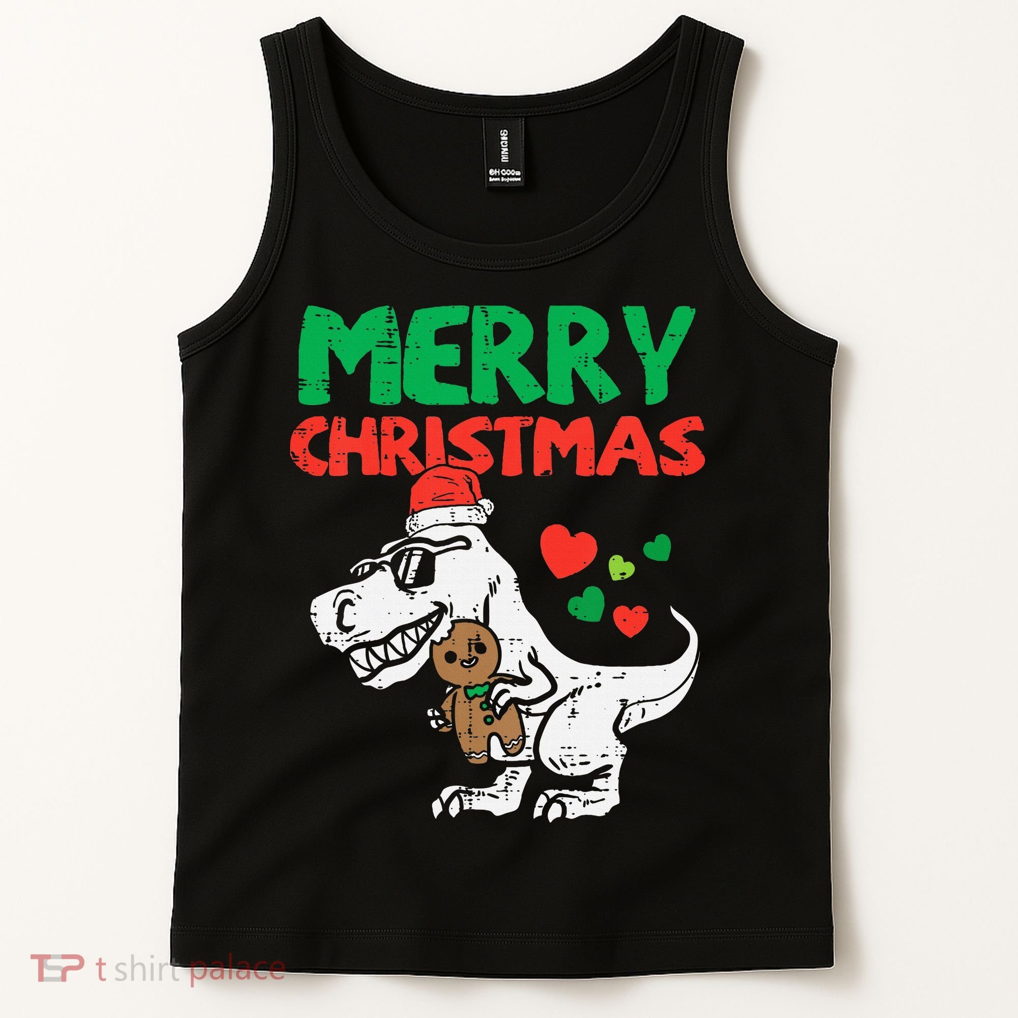 Merry Christmas Trex Dino Pajamas Tank Top