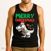 Merry Christmas Trex Dino Pajamas Tank Top thumb 3