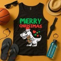 Merry Christmas Trex Dino Pajamas Tank Top thumb 4