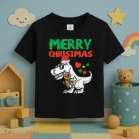 Merry Christmas Trex Dino Pajamas Toddler T-Shirt thumb 3
