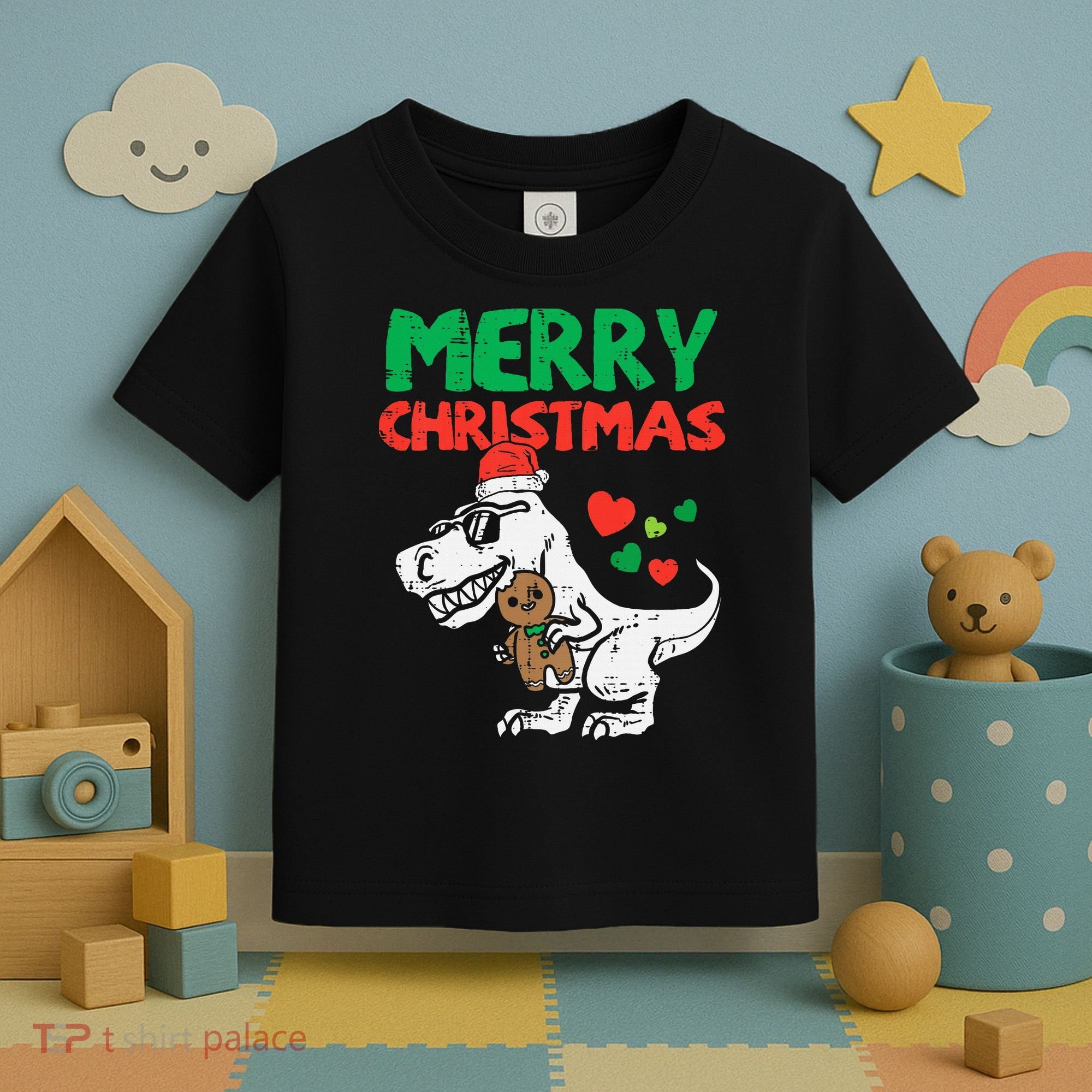 Merry Christmas Trex Dino Pajamas Toddler T-Shirt