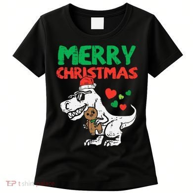 Merry Christmas Trex Dino Pajamas Women's T-Shirt
