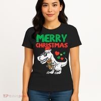 Merry Christmas Trex Dino Pajamas Women's T-Shirt thumb 4