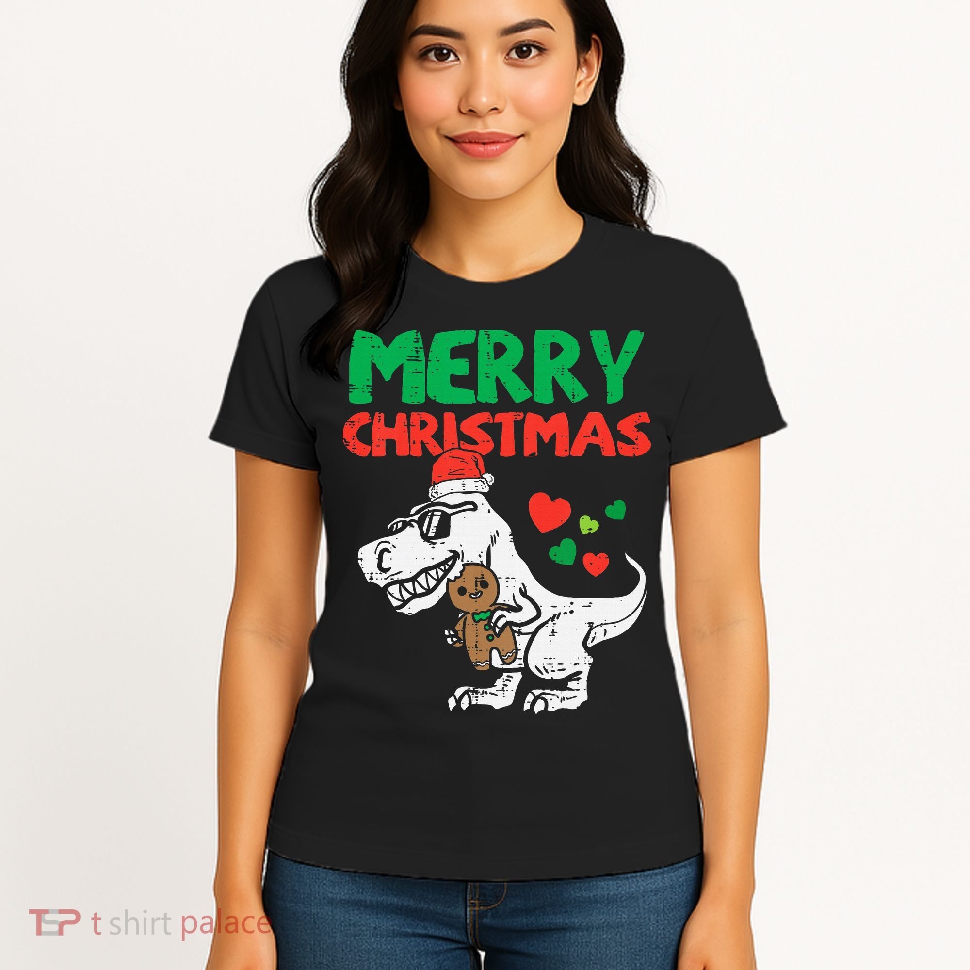 Merry Christmas Trex Dino Pajamas Women's T-Shirt