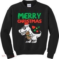 Merry Christmas Trex Dino Pajamas Kids Sweatshirt thumb 0