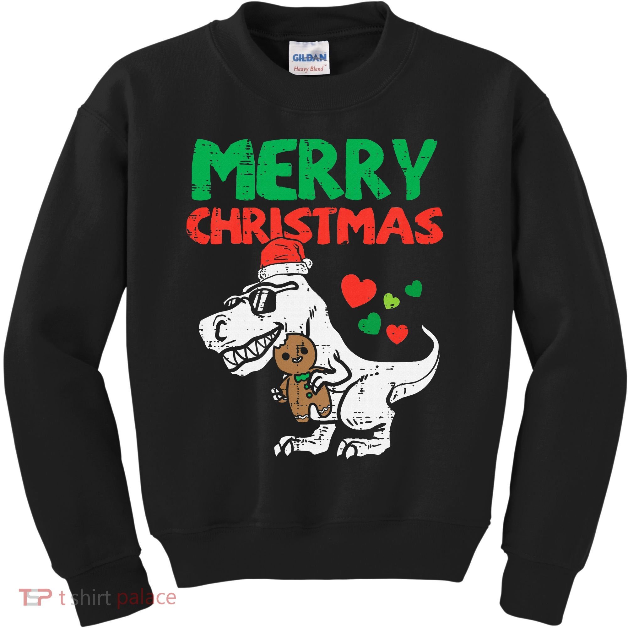 Merry Christmas Trex Dino Pajamas Kids Sweatshirt