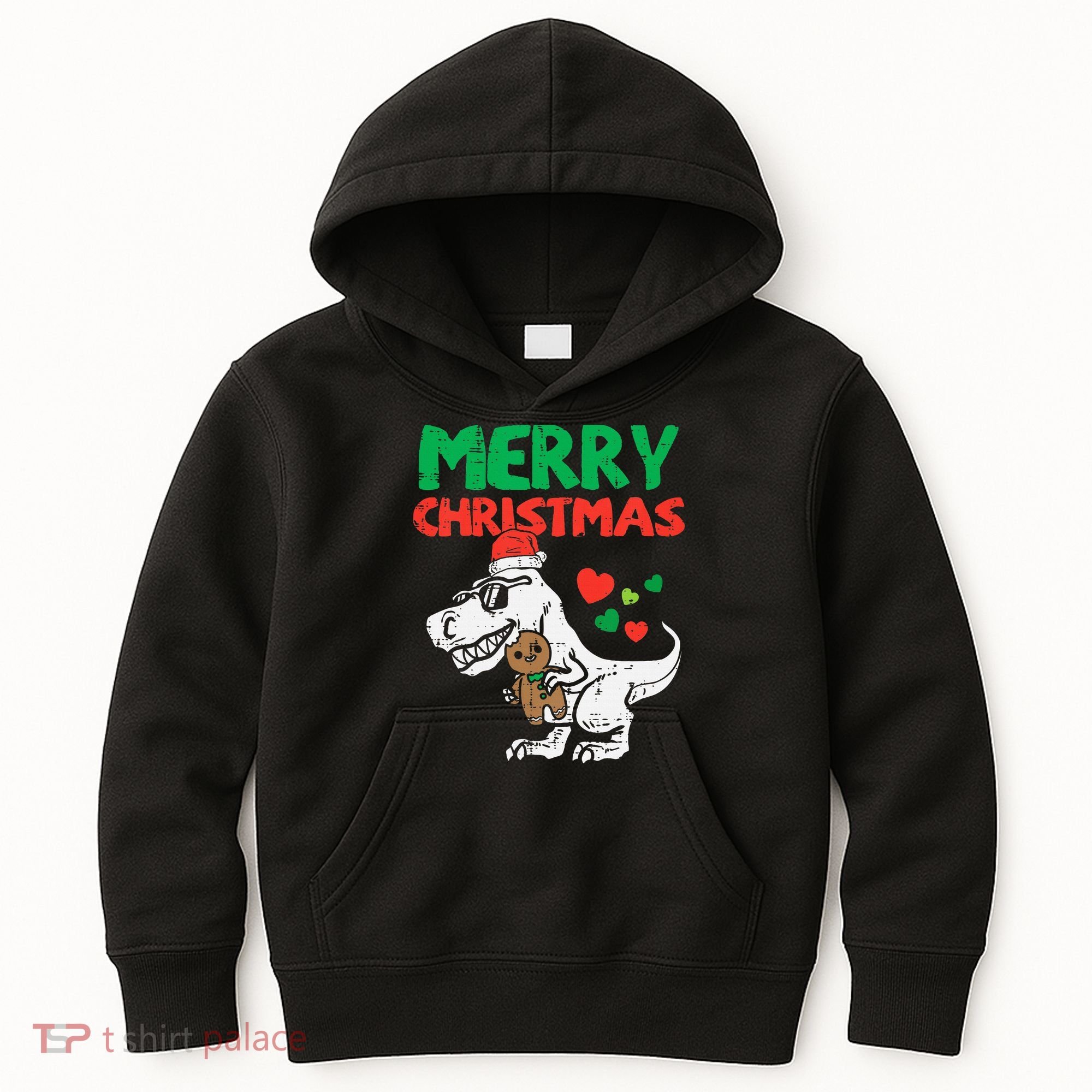 Merry Christmas Trex Dino Pajamas Kids Hoodie