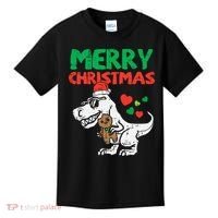 Merry Christmas Trex Dino Pajamas Kids T-Shirt thumb 0