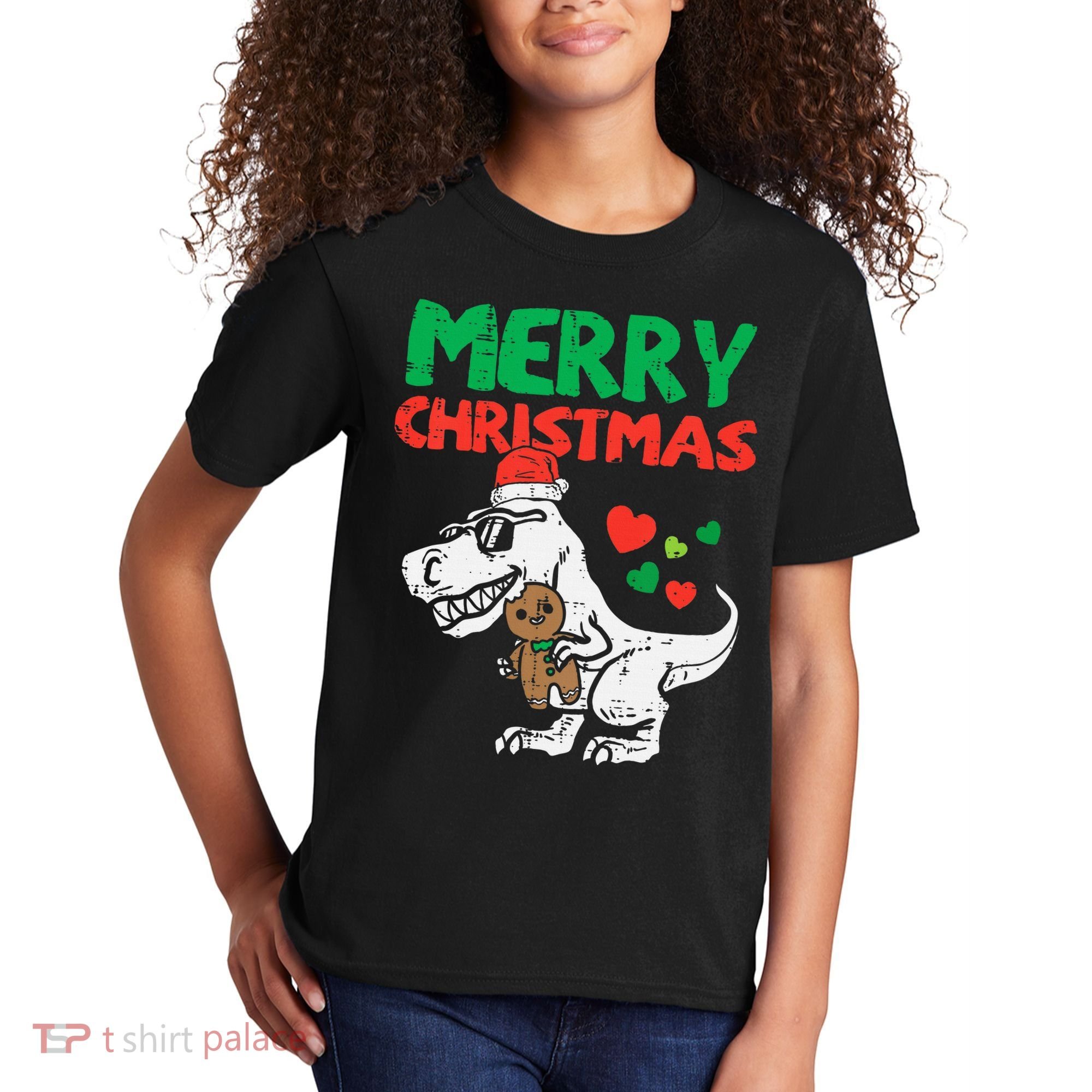 Merry Christmas Trex Dino Pajamas Kids T-Shirt