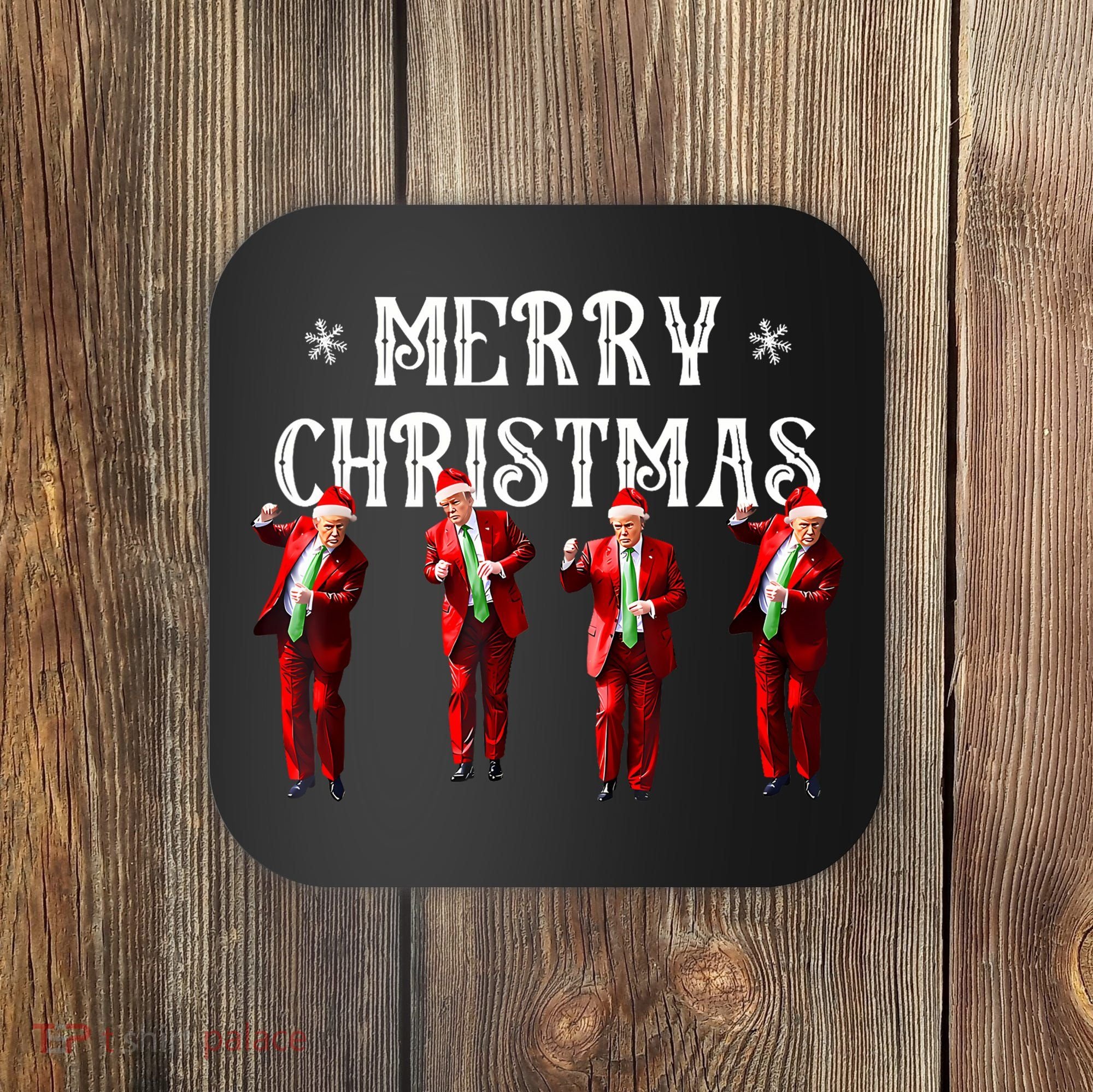 Merry Christmas Trump Pajamas Holiday Coaster