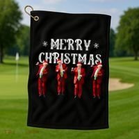 Merry Christmas Trump Pajamas Holiday Golf Towel thumb 1