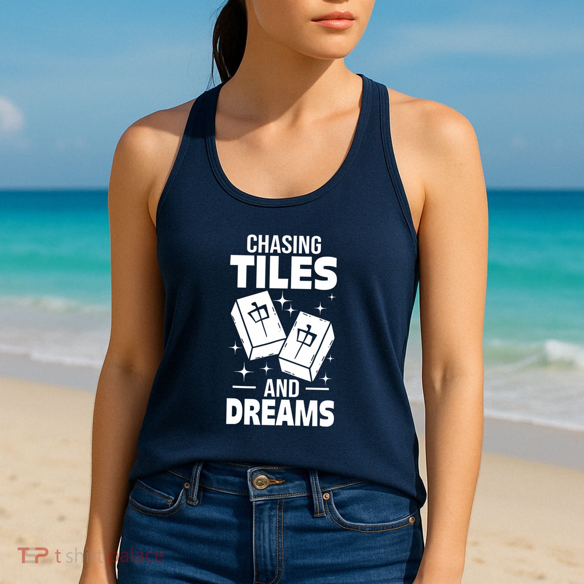 Mahjong Chasing Tiles And Dreams For Asian Player Mahjong Women's Tank Top
