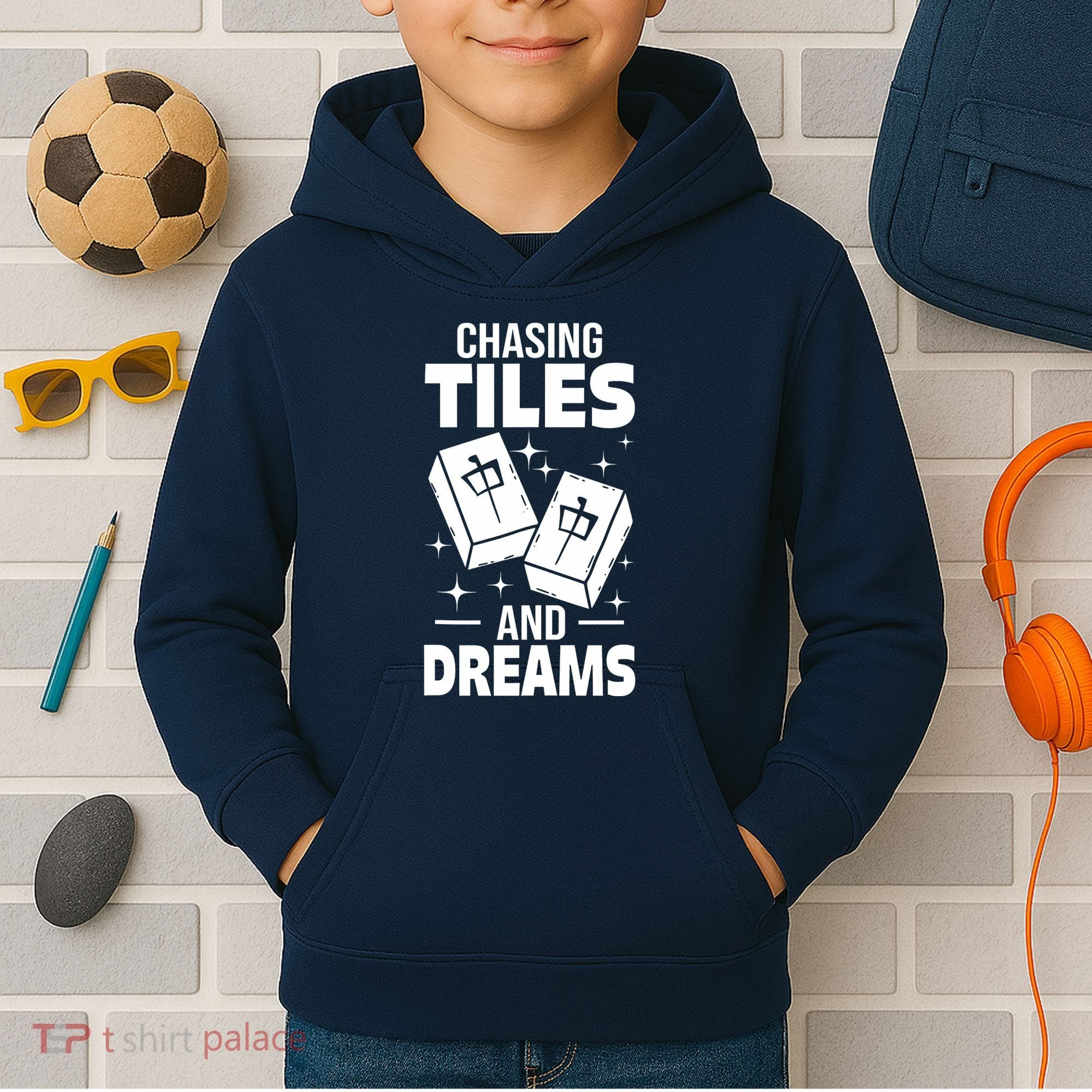 Mahjong Chasing Tiles And Dreams For Asian Player Mahjong Kids Hoodie