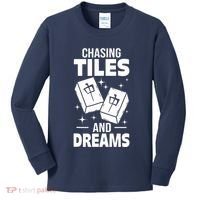 Mahjong Chasing Tiles And Dreams For Asian Player Mahjong Kids Long Sleeve Shirt thumb 0