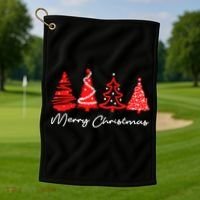 Merry Chirstmas Tree Golf Towel thumb 1