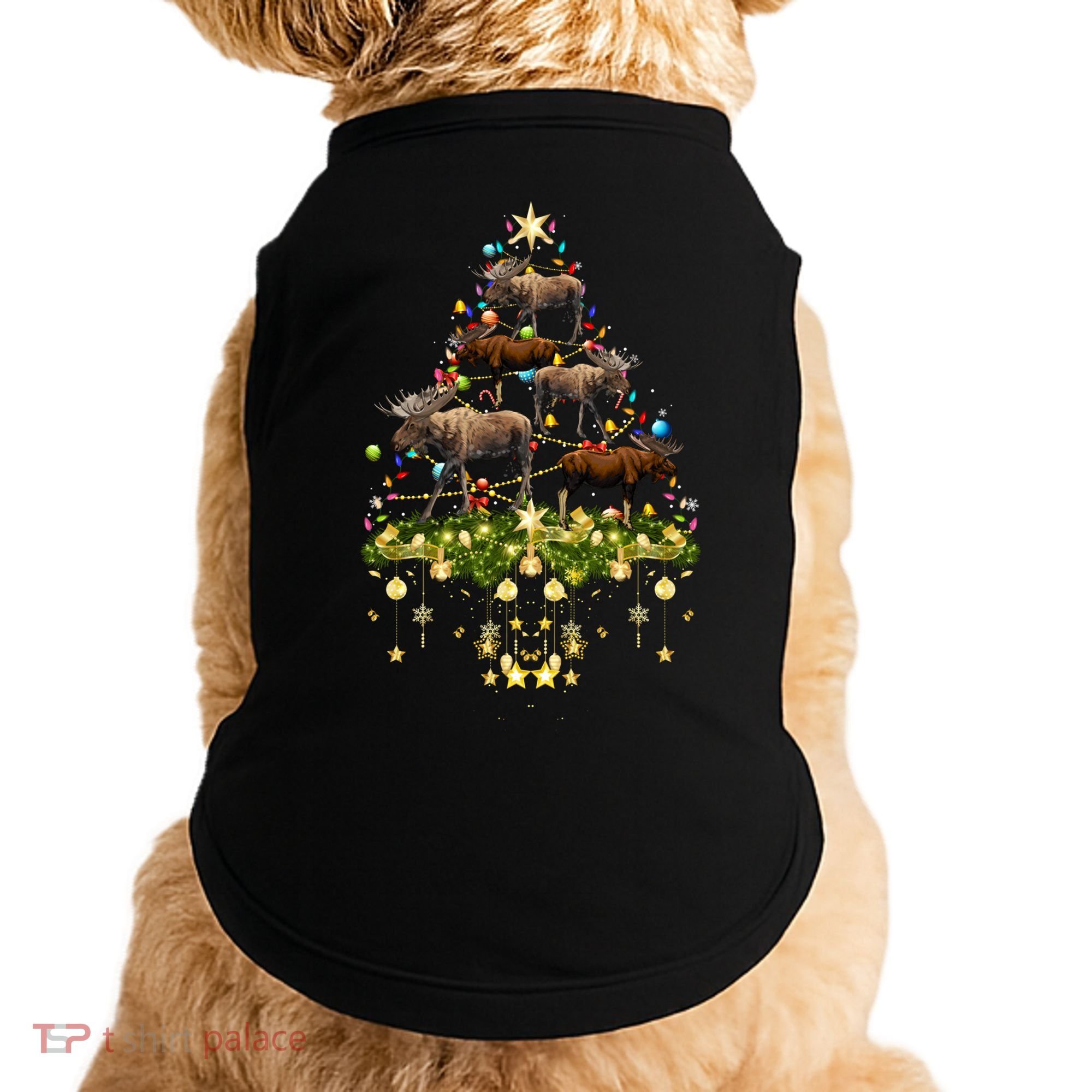 Mooses Christmas Tree Lights Holiday Moose Lover Cute Gift Doggie Tank