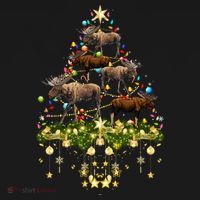 Mooses Christmas Tree Lights Holiday Moose Lover Cute Gift Bucket Hat thumb 4