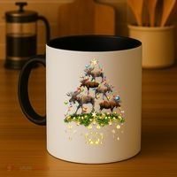 Mooses Christmas Tree Lights Holiday Moose Lover Cute Gift Coffee Mug thumb 4