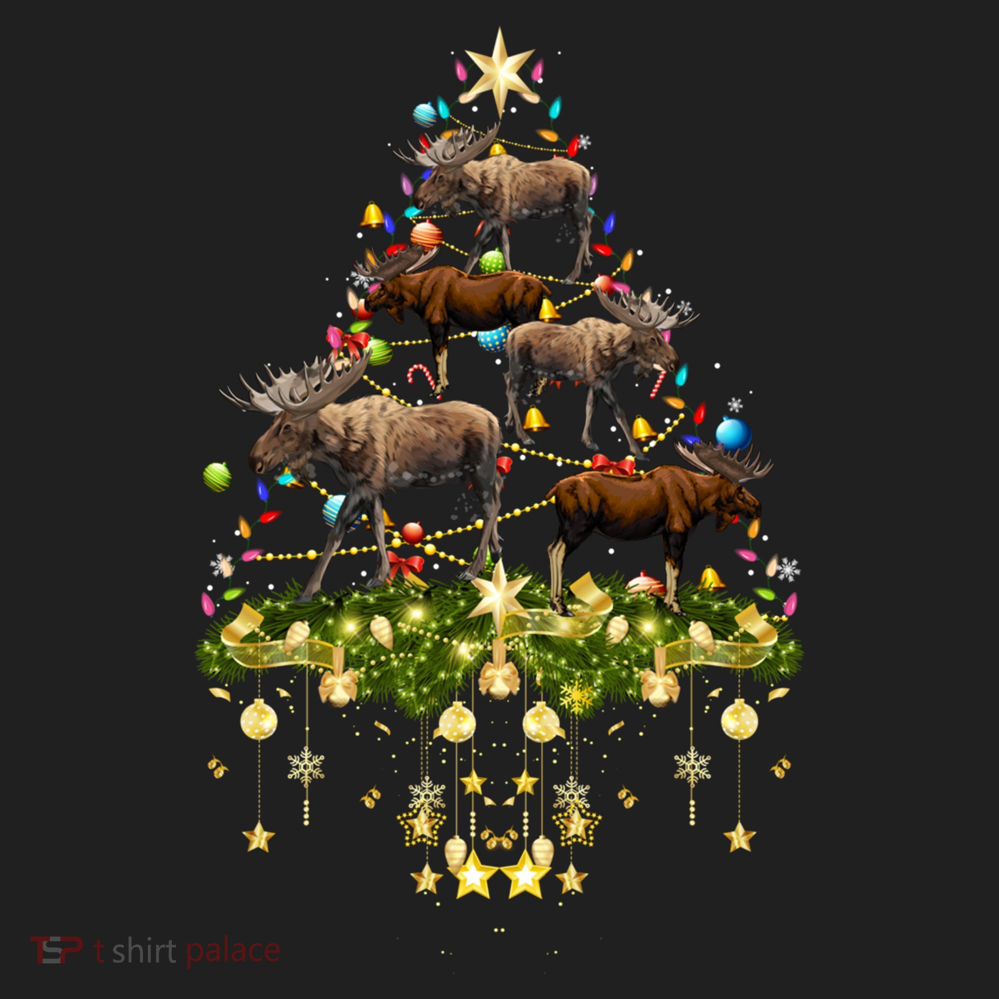 Mooses Christmas Tree Lights Holiday Moose Lover Cute Gift Hat