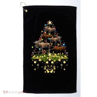 Mooses Christmas Tree Lights Holiday Moose Lover Cute Gift Golf Towel