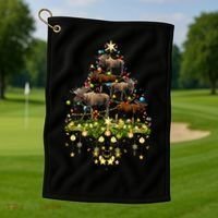 Mooses Christmas Tree Lights Holiday Moose Lover Cute Gift Golf Towel thumb 1