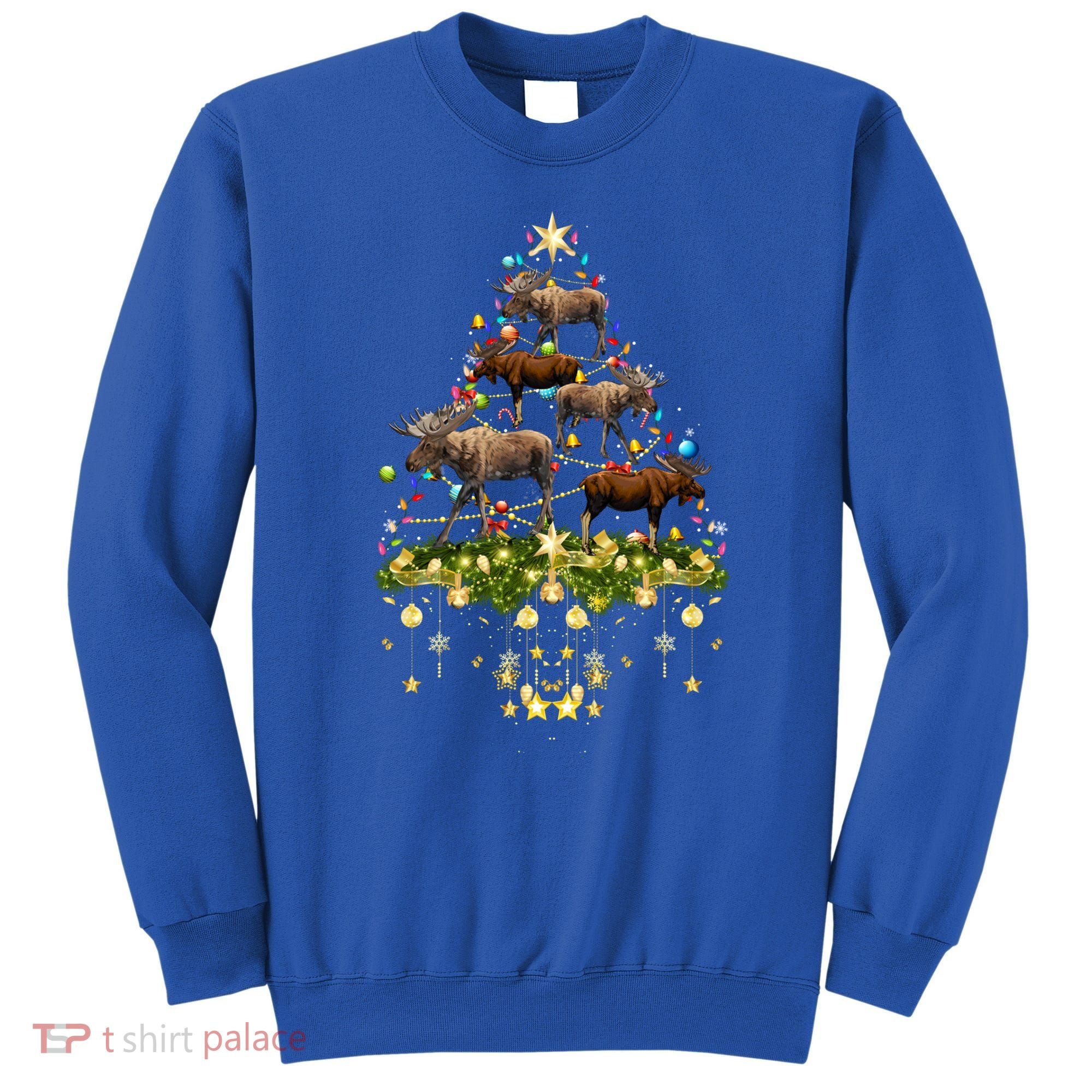 Mooses Christmas Tree Lights Holiday Moose Lover Cute Gift Sweatshirt
