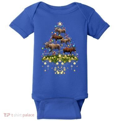 Mooses Christmas Tree Lights Holiday Moose Lover Cute Gift Baby Bodysuit