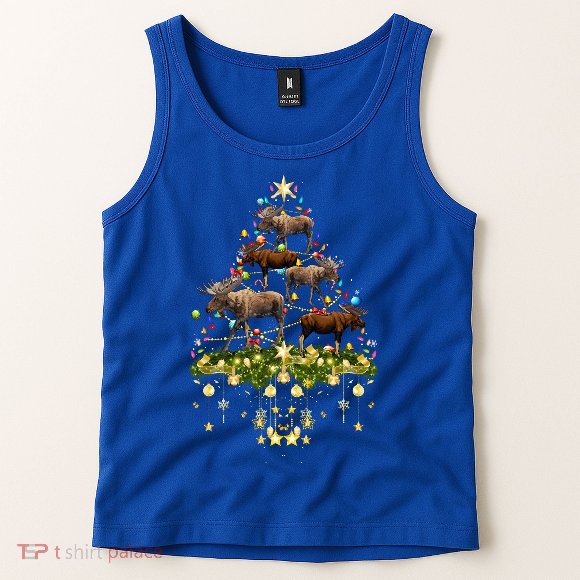 Mooses Christmas Tree Lights Holiday Moose Lover Cute Gift Tank Top