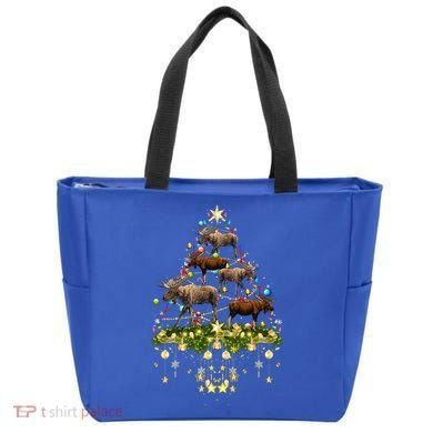 Mooses Christmas Tree Lights Holiday Moose Lover Cute Gift Tote Bag