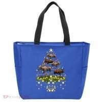 Mooses Christmas Tree Lights Holiday Moose Lover Cute Gift Tote Bag thumb 0