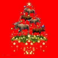 Mooses Christmas Tree Lights Holiday Moose Lover Cute Gift Santa Hat thumb 1