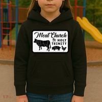 Meat Church The Holy Trinity Barbecue Grilling Kids Hoodie thumb 3