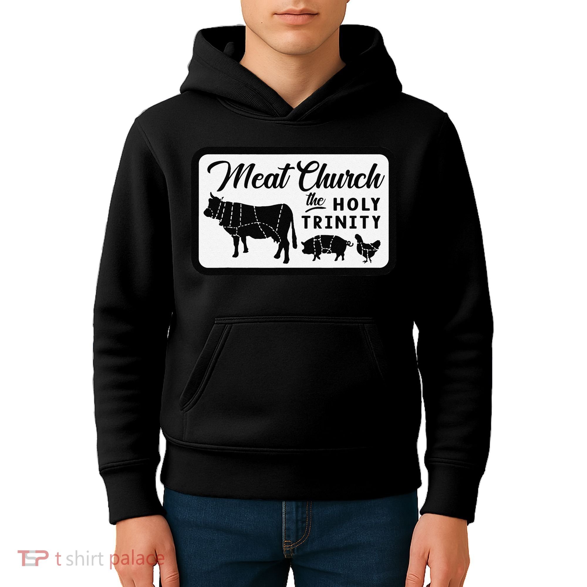 Meat Church The Holy Trinity Barbecue Grilling Kids Hoodie