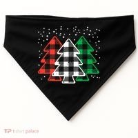 Merry Christmas Tree Buffalo Plaid Red White Green Xmas USA-Made Doggie Bandana thumb 0