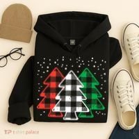 Merry Christmas Tree Buffalo Plaid Red White Green Xmas Hoodie thumb 4