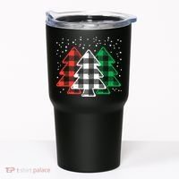 Merry Christmas Tree Buffalo Plaid Red White Green Xmas Tumbler thumb 0