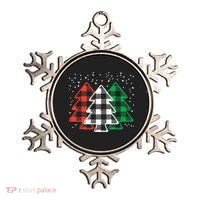 Merry Christmas Tree Buffalo Plaid Red White Green Xmas Ornament thumb 0